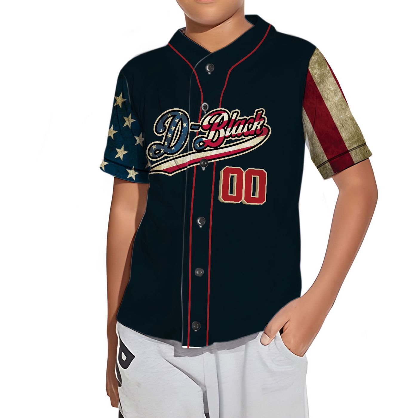 MLB Baseball Jersey Collection: America Flag Pack in Pattern - Personalized Baseball Shirt - Gift for Men Women - lylyprint.com baseball jersey product view 3