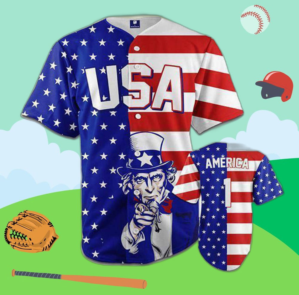 American Flag Baseball Jersey: Showcase Your Patriotic Spirit! baseball jersey product view 1