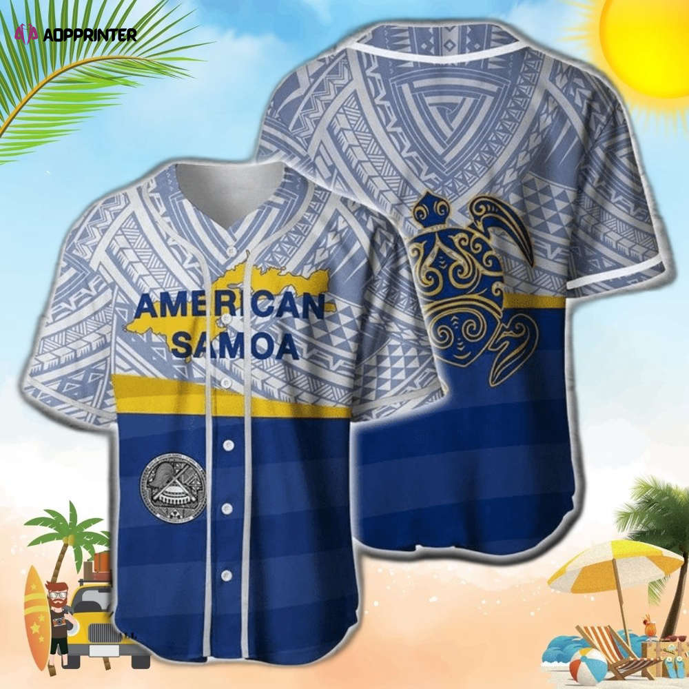 American Samoa Blue Pattern Baseball Jersey - Aopprinter baseball jersey product view 1