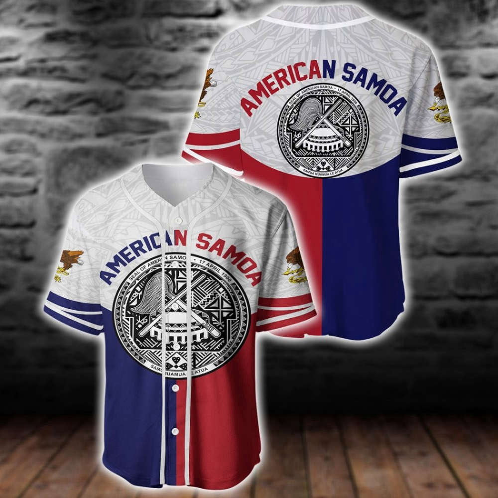 American Samoa Flag Sport Baseball Jersey baseball jersey product view 2