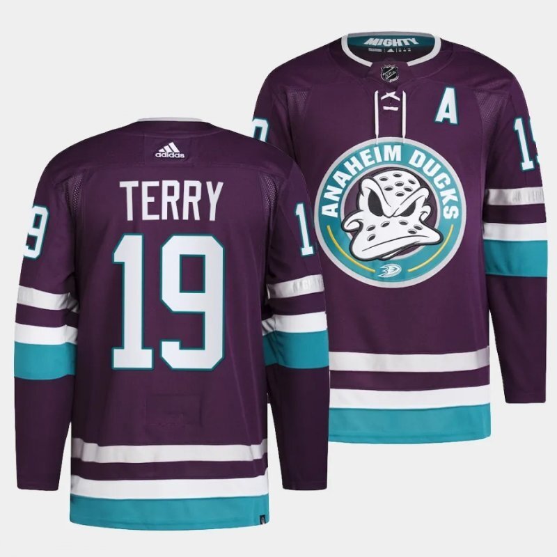 anaheim ducks #19 troy terry 2023-24 30th anniversary purple jersey Hockey Jersey hockey jersey product view 1