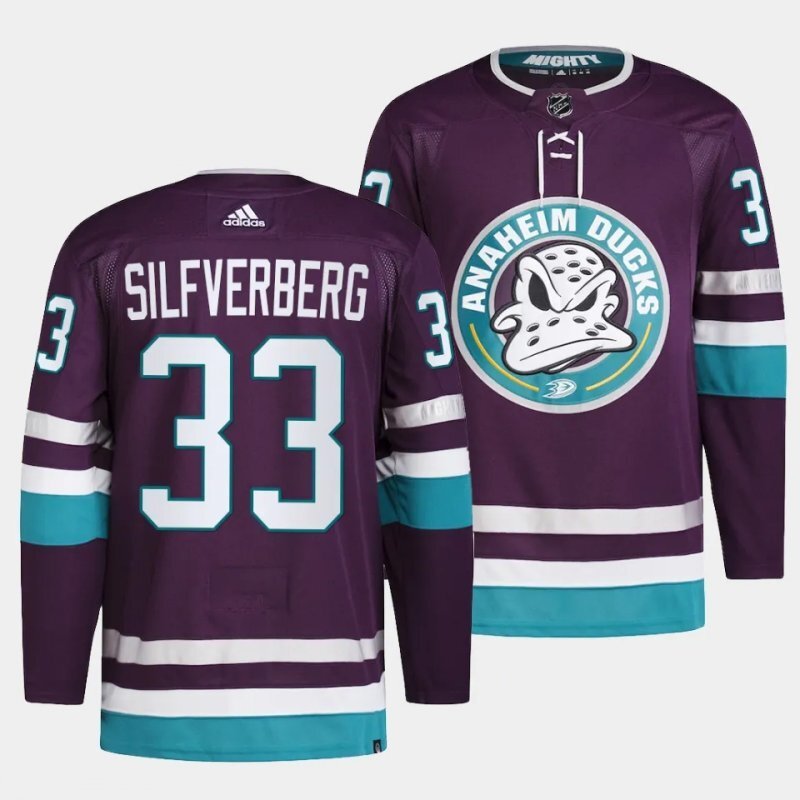 anaheim ducks #33 jakob silfverberg 2023-24 30th anniversary purple jersey Hockey Jersey hockey jersey product view 1