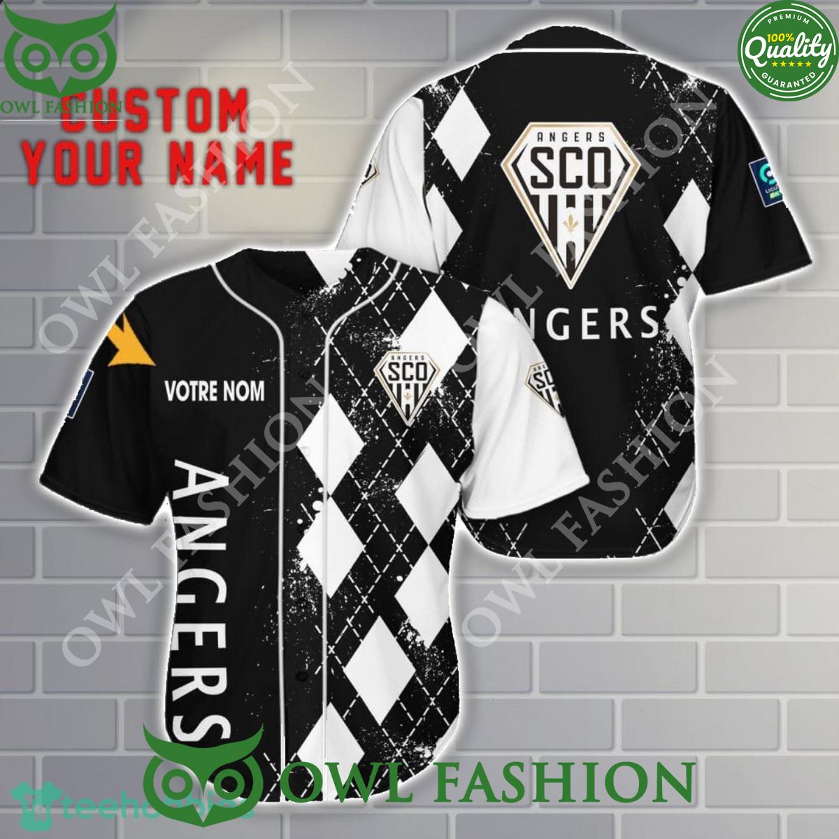 Angers SCO Personalized EFL Cup 3D Baseball Jersey Shirt baseball jersey product view 1