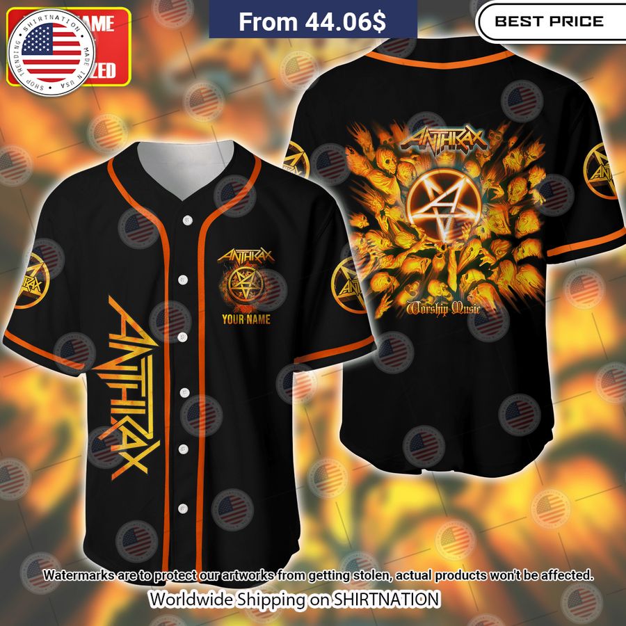 Anthrax Worship Music Baseball Jersey baseball jersey product view 1