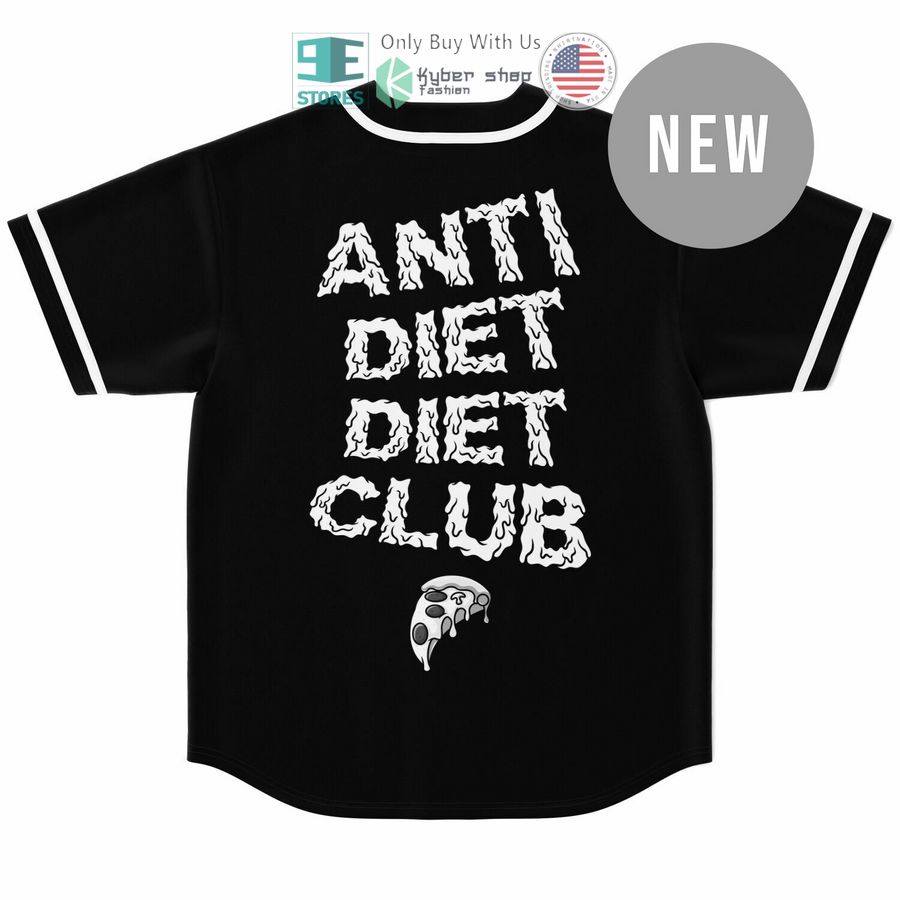 BEST Anti Diet Club black Baseball Jersey baseball jersey product view 1