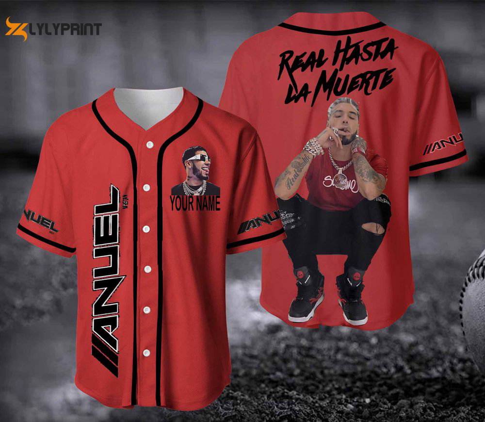 Anuel AA Baseball Jersey, Custom Name Anuel AA Jersay, Rapper Jersey Shirt - lylyprint.com baseball jersey product view 1
