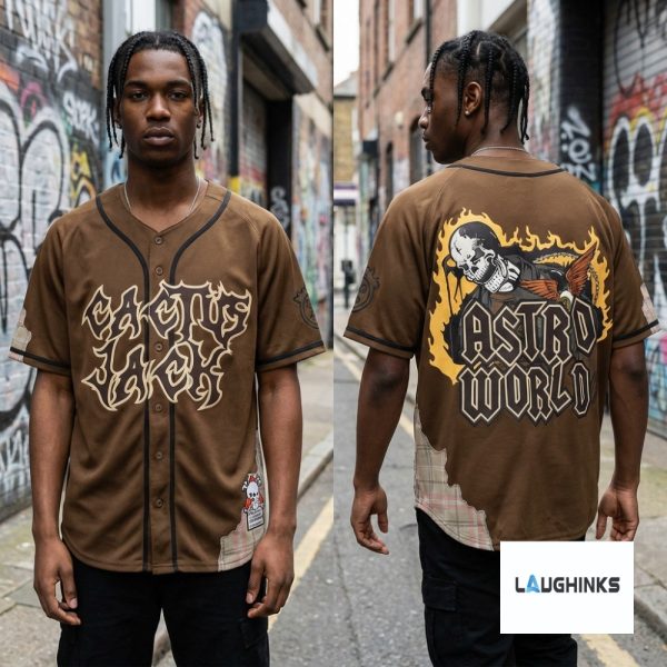 AOP Replica Brand X Travis Scott Cactus Jack Astro World Olive Baseball Jersey Shirt baseball jersey product view 1