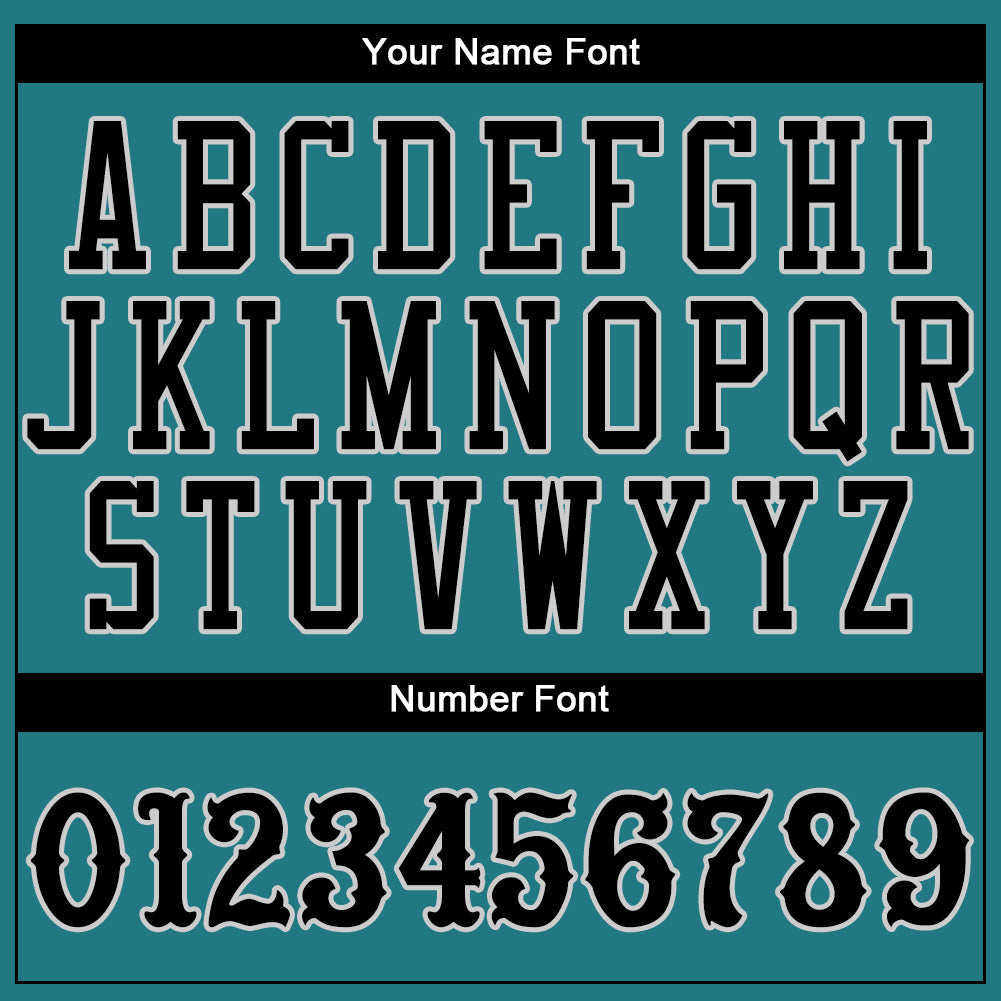 Custom Teal Black-Gray Authentic Baseball Jersey baseball jersey product view 4