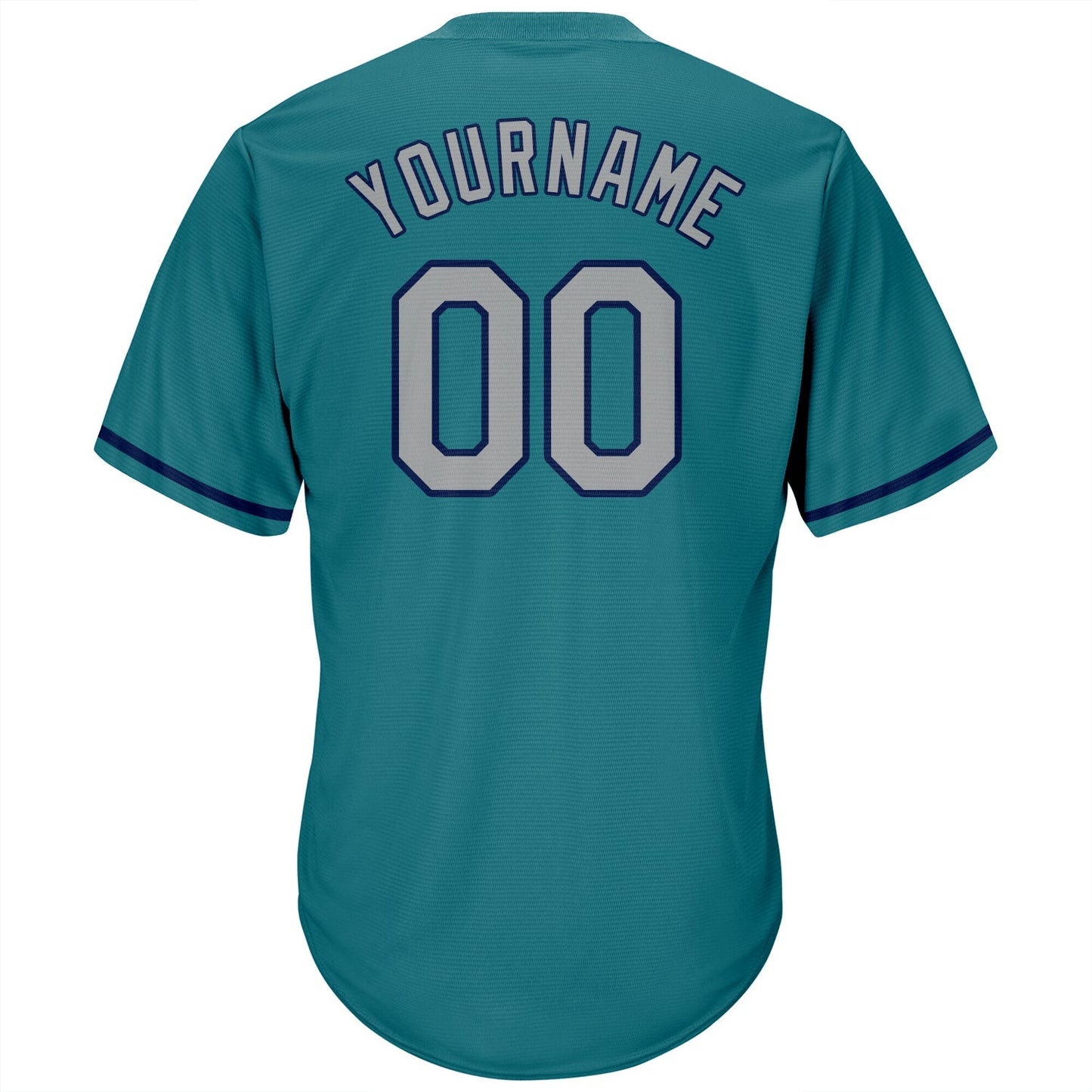 Custom Aqua Gray-Navy Authentic Throwback Rib-Knit Baseball Jersey Shirt baseball jersey product view 3