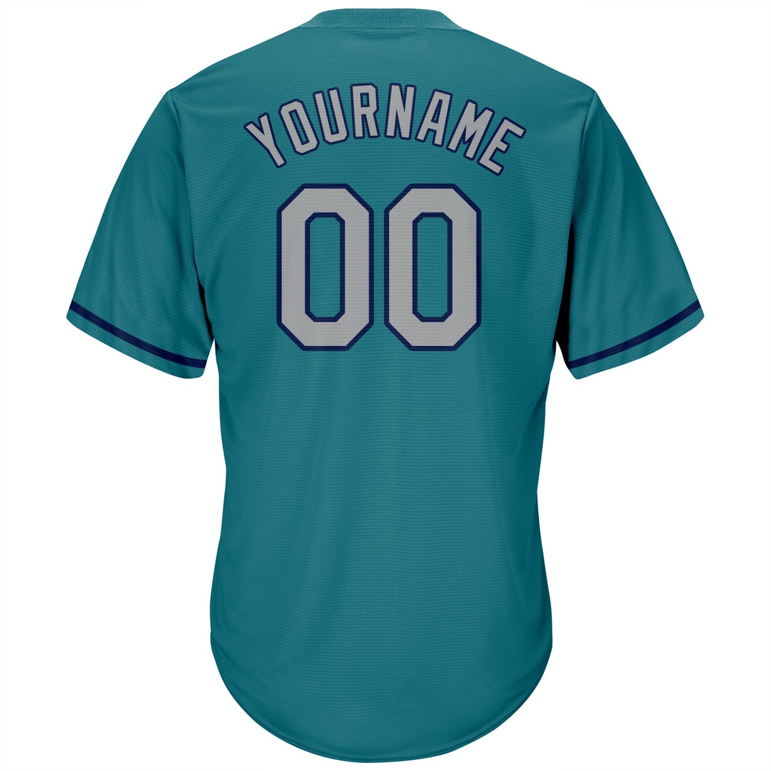 Custom Aqua Gray-Navy Authentic Throwback Rib-Knit Baseball Jersey Shirt baseball jersey product view 3