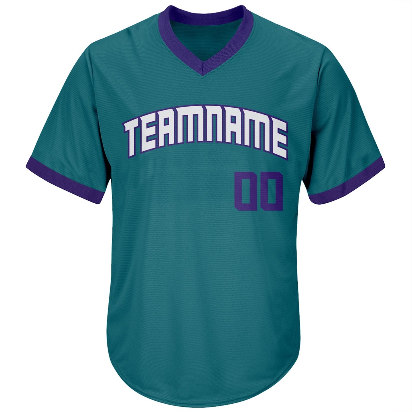 Custom Aqua Purple-White Authentic Throwback Rib-Knit Baseball Jersey Shirt baseball jersey product view 2