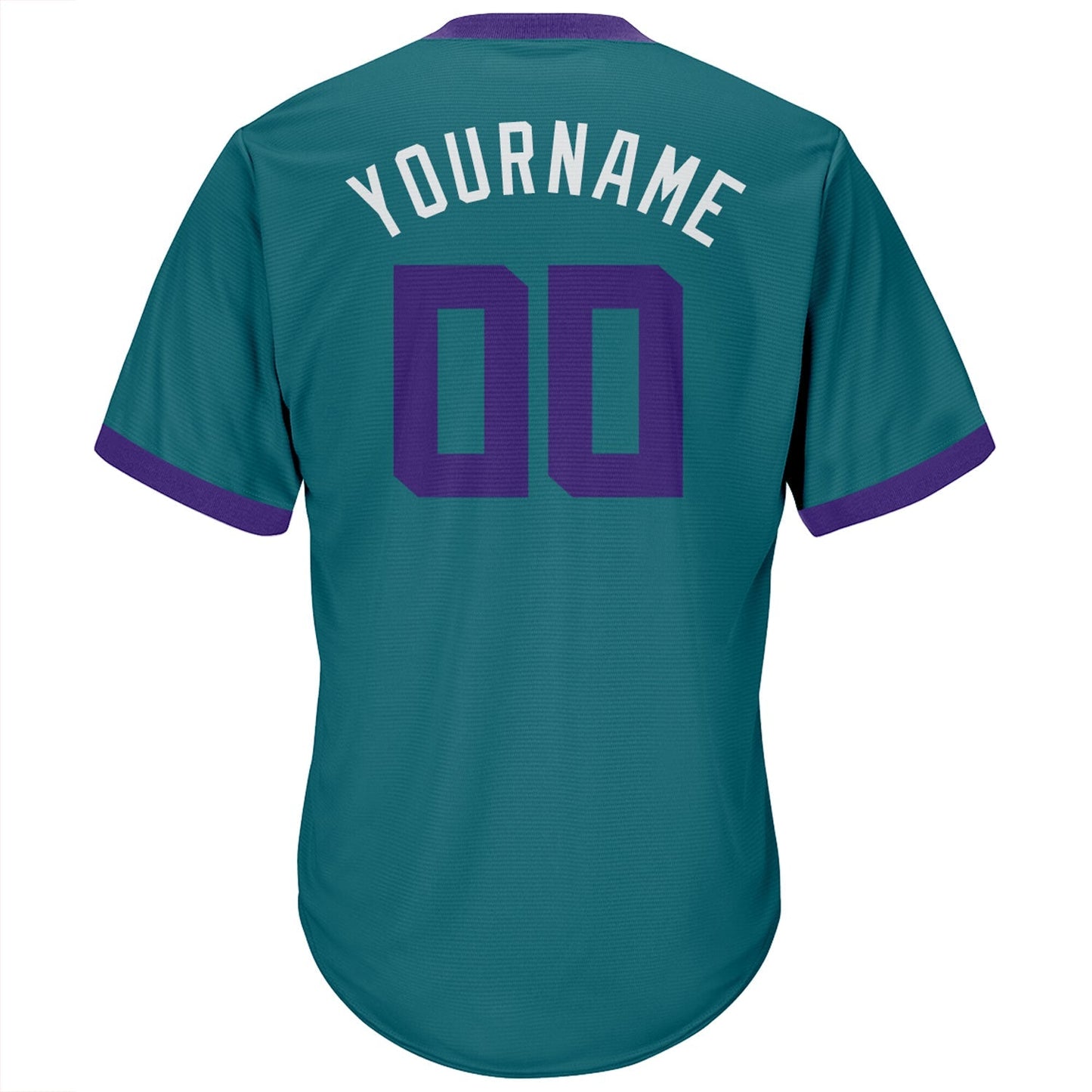 Custom Aqua Purple-White Authentic Throwback Rib-Knit Baseball Jersey Shirt baseball jersey product view 3