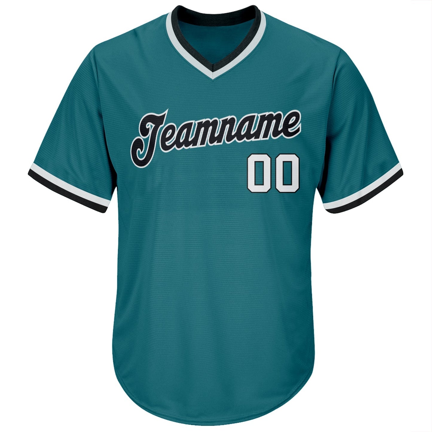 Custom Aqua White-Black Authentic Throwback Rib-Knit Baseball Jersey Shirt baseball jersey product view 2