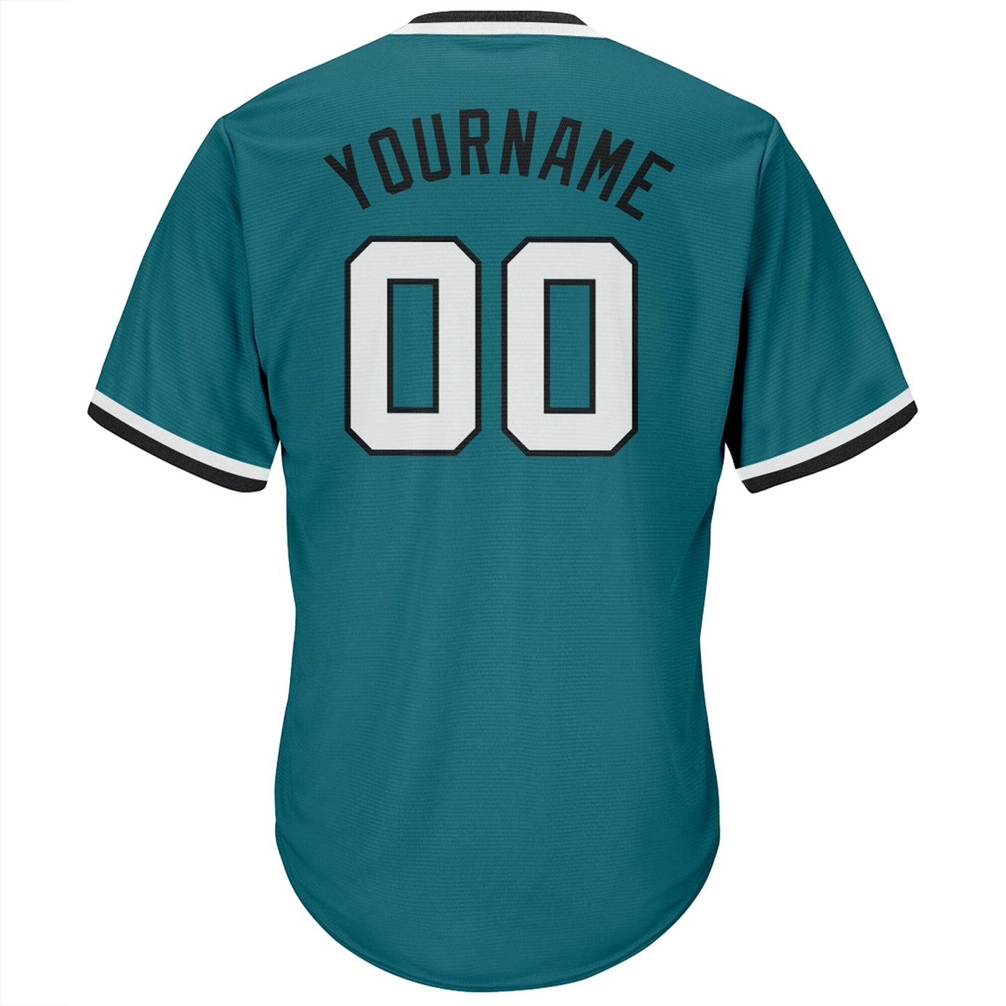 Custom Aqua White-Black Authentic Throwback Rib-Knit Baseball Jersey Shirt baseball jersey product view 3