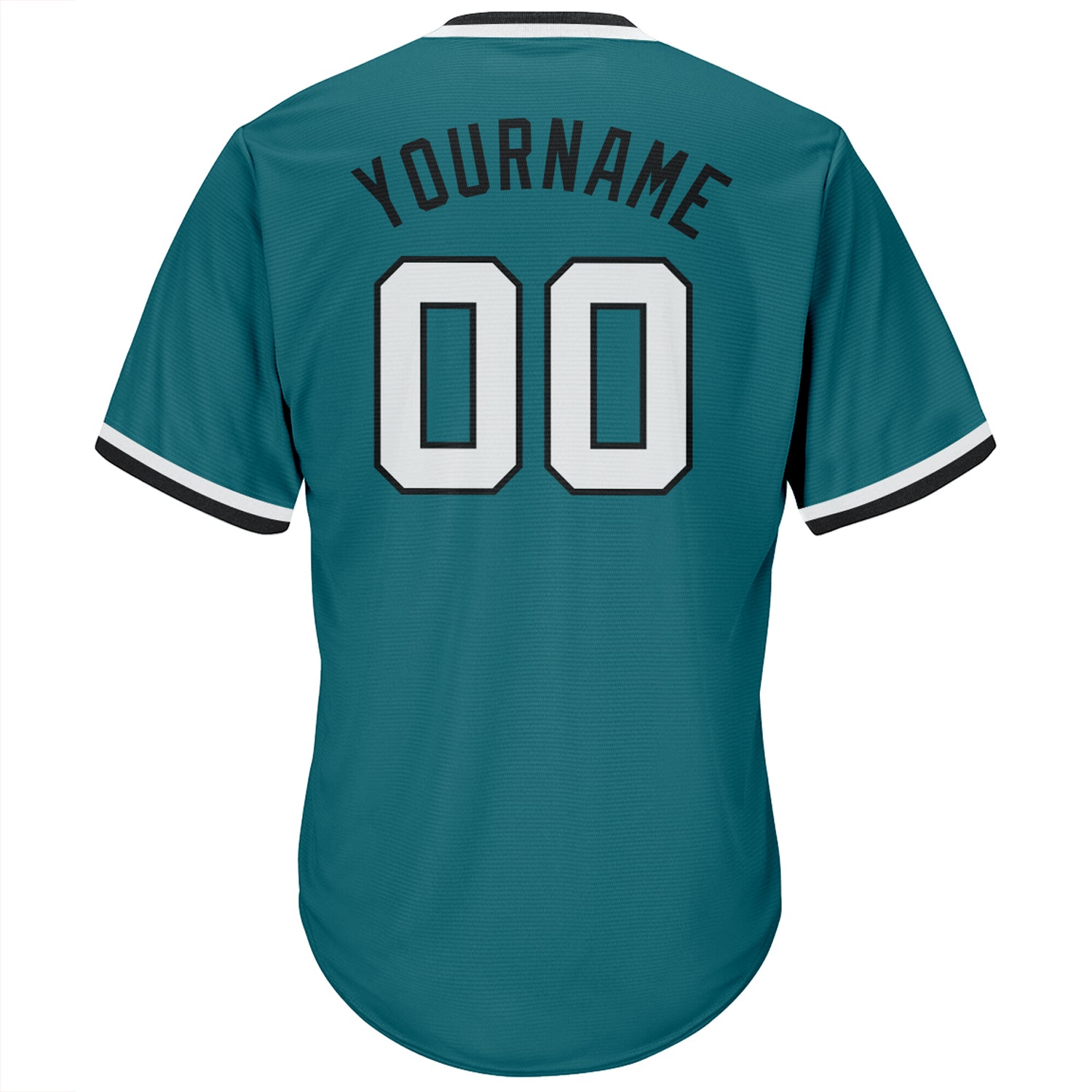Custom Aqua White-Black Authentic Throwback Rib-Knit Baseball Jersey Shirt baseball jersey product view 3