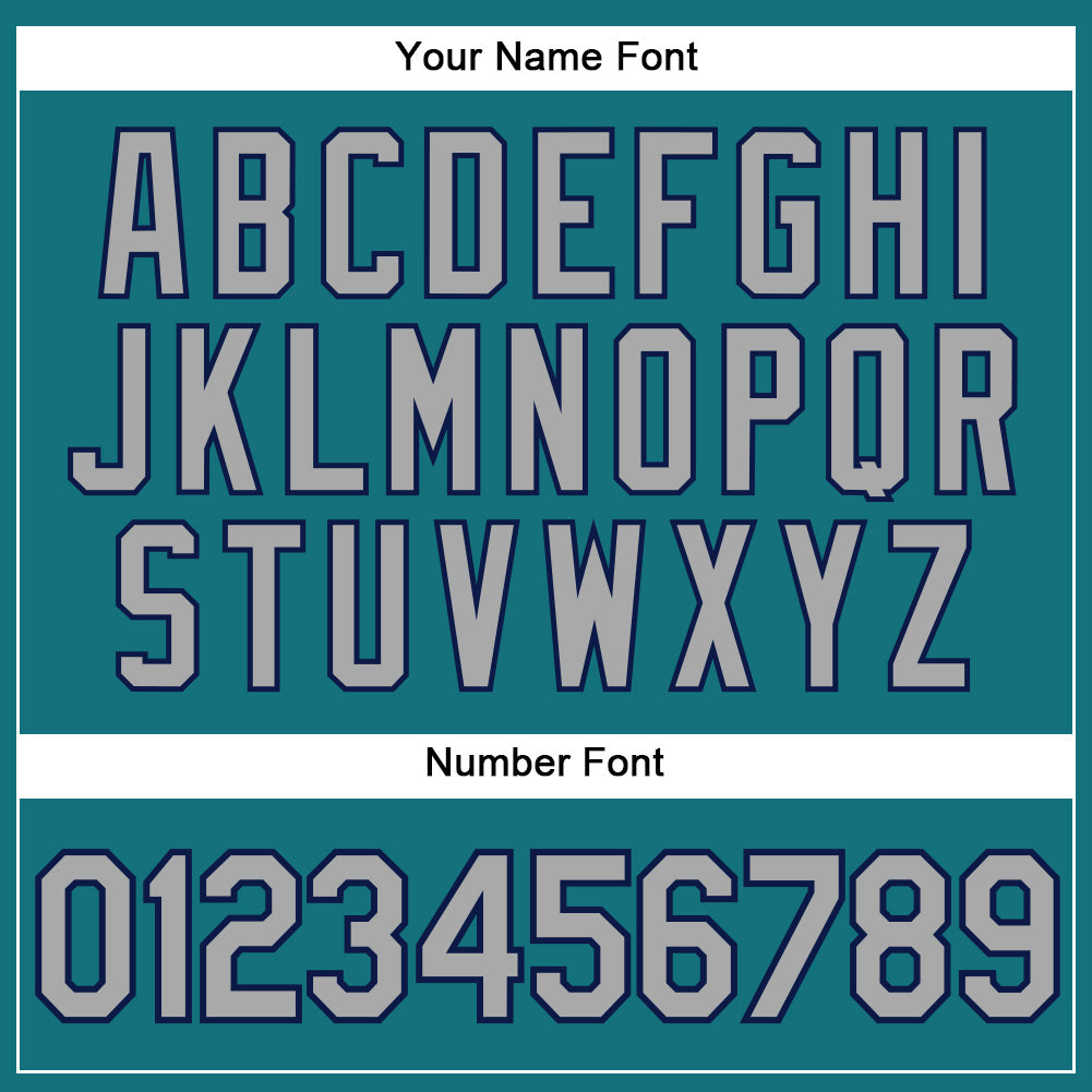 Custom Teal White Pinstripe Gray-Navy Authentic Baseball Jersey baseball jersey product view 5