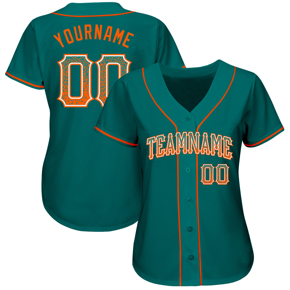 Custom Teal Orange-White Authentic Drift Fashion Baseball Jersey baseball jersey product view 2
