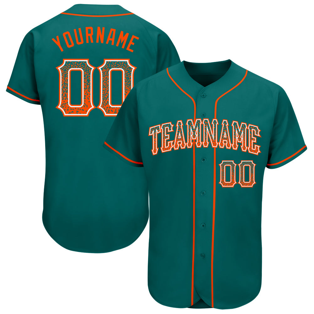 Custom Teal Orange-White Authentic Drift Fashion Baseball Jersey baseball jersey product view 1