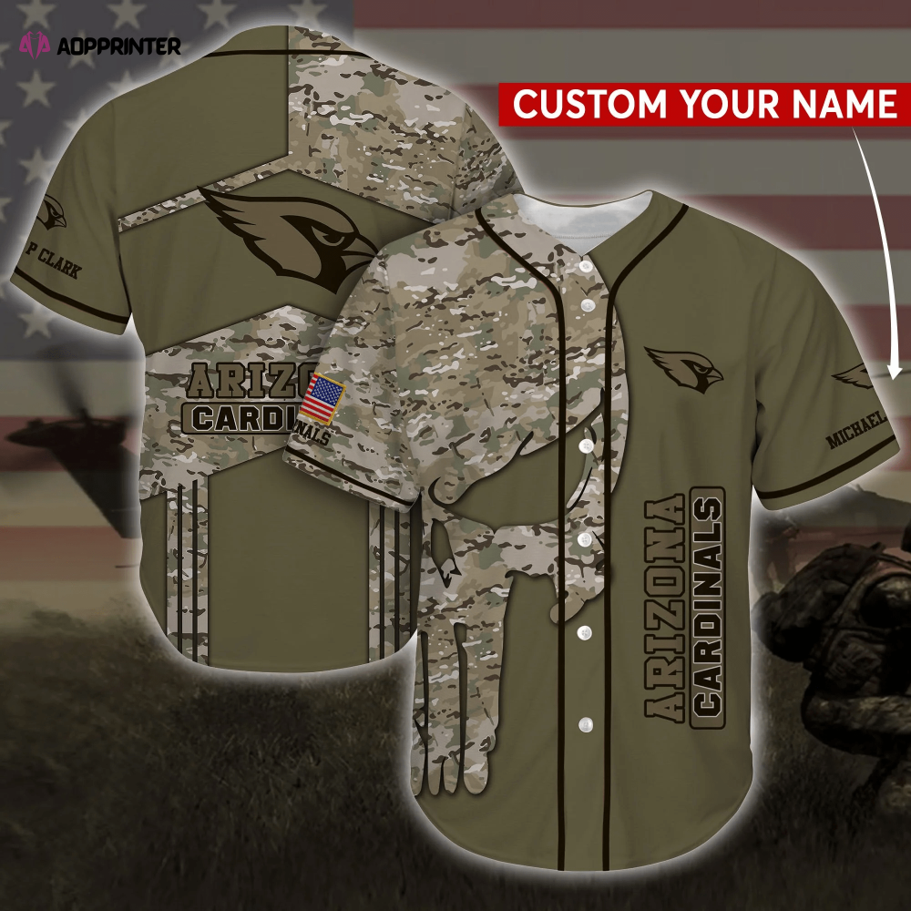 Arizona Cardinals Camo Personalized Baseball Jersey Shirt baseball jersey product view 1