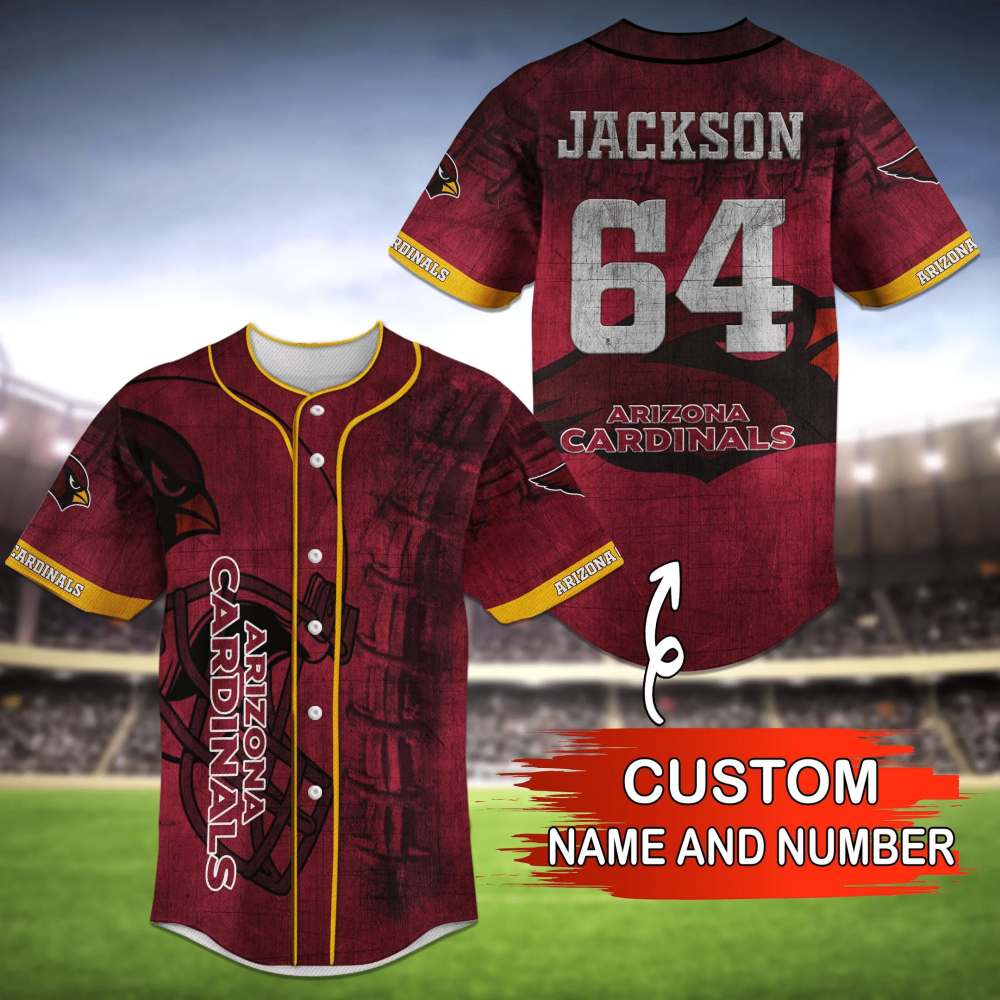 Arizona Cardinals Fan Baseball Jersey Shirt with Personalized Name - Aopprinter baseball jersey product view 2