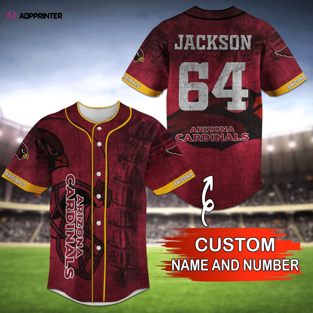 Arizona Cardinals Fan Baseball Jersey Shirt with Personalized Name - Aopprinter baseball jersey product view 1