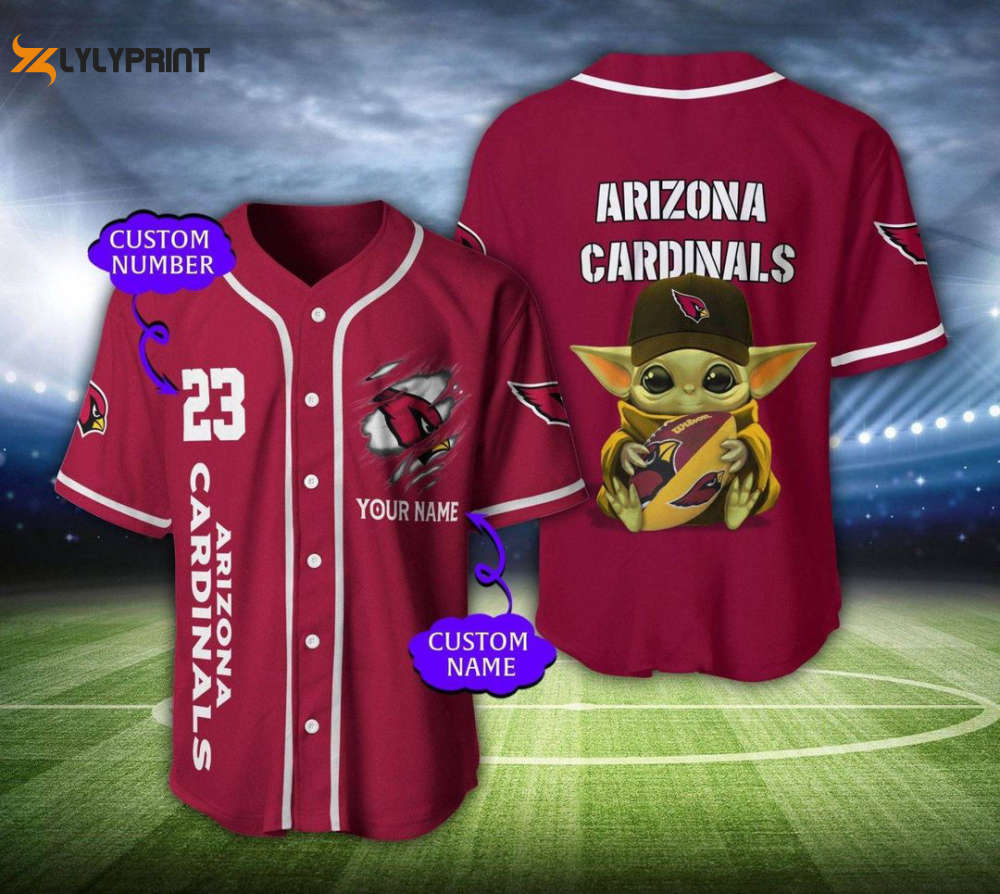 Arizona Cardinals Personalized Baseball Jersey - lylyprint.com baseball jersey product view 1
