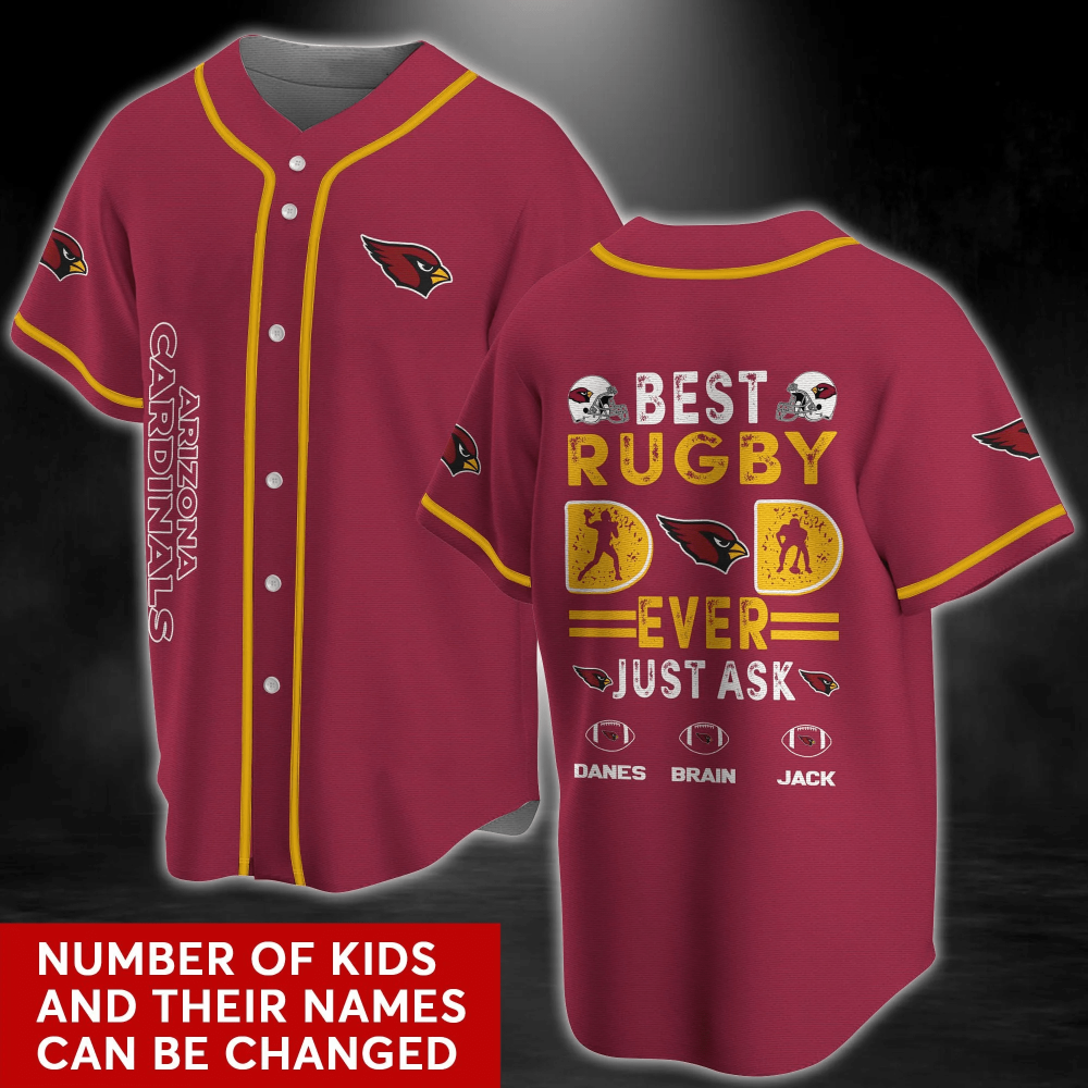 Arizona Cardinals Red Baseball Jersey Shirt with Personalized Name - Aopprinter baseball jersey product view 2