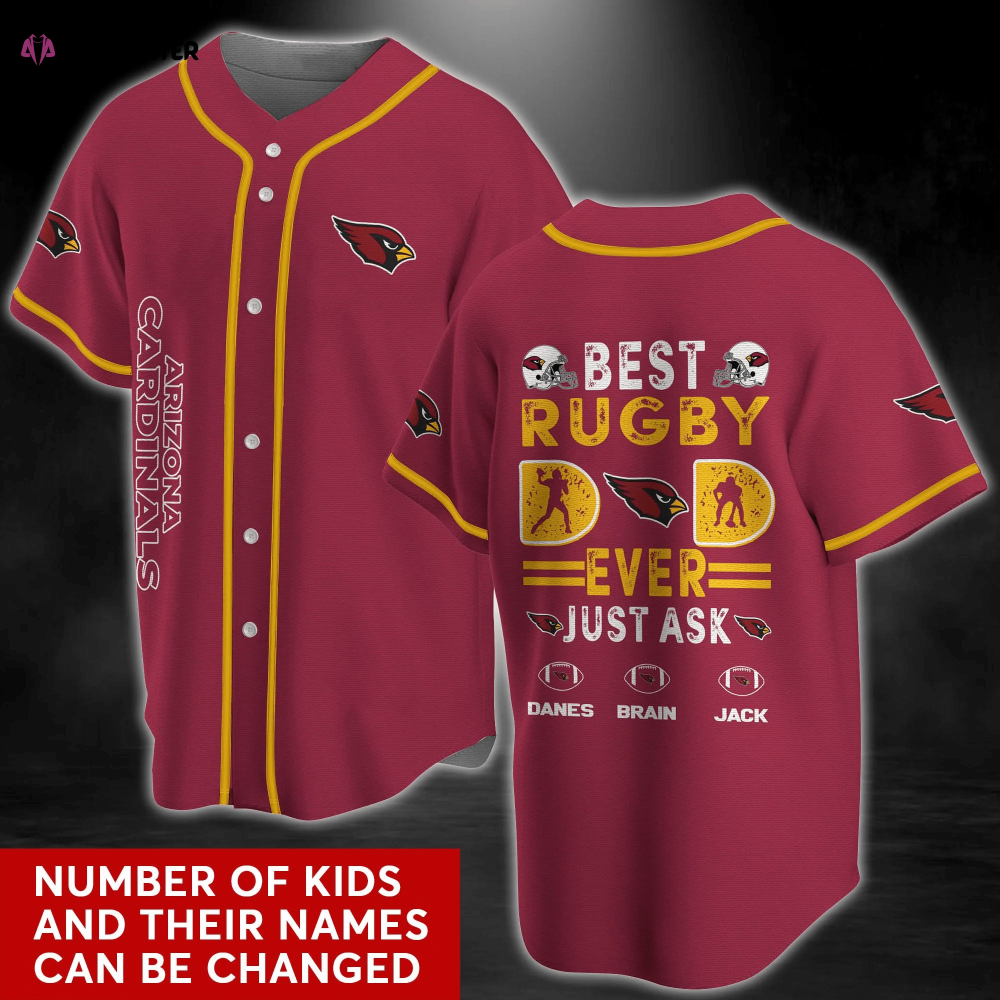 Arizona Cardinals Red Baseball Jersey Shirt with Personalized Name - Aopprinter baseball jersey product view 1