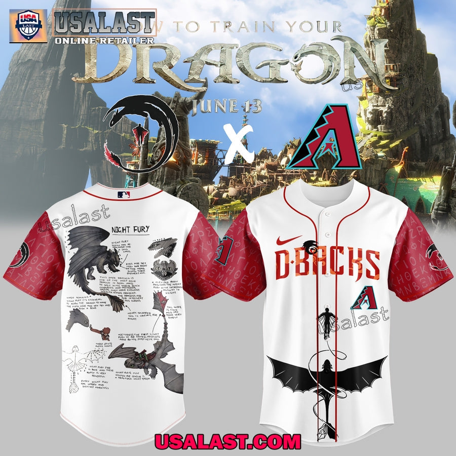 Arizona Diamondbacks Night Fury Dragon Adult Kid Jersey Shirt baseball jersey product view 1