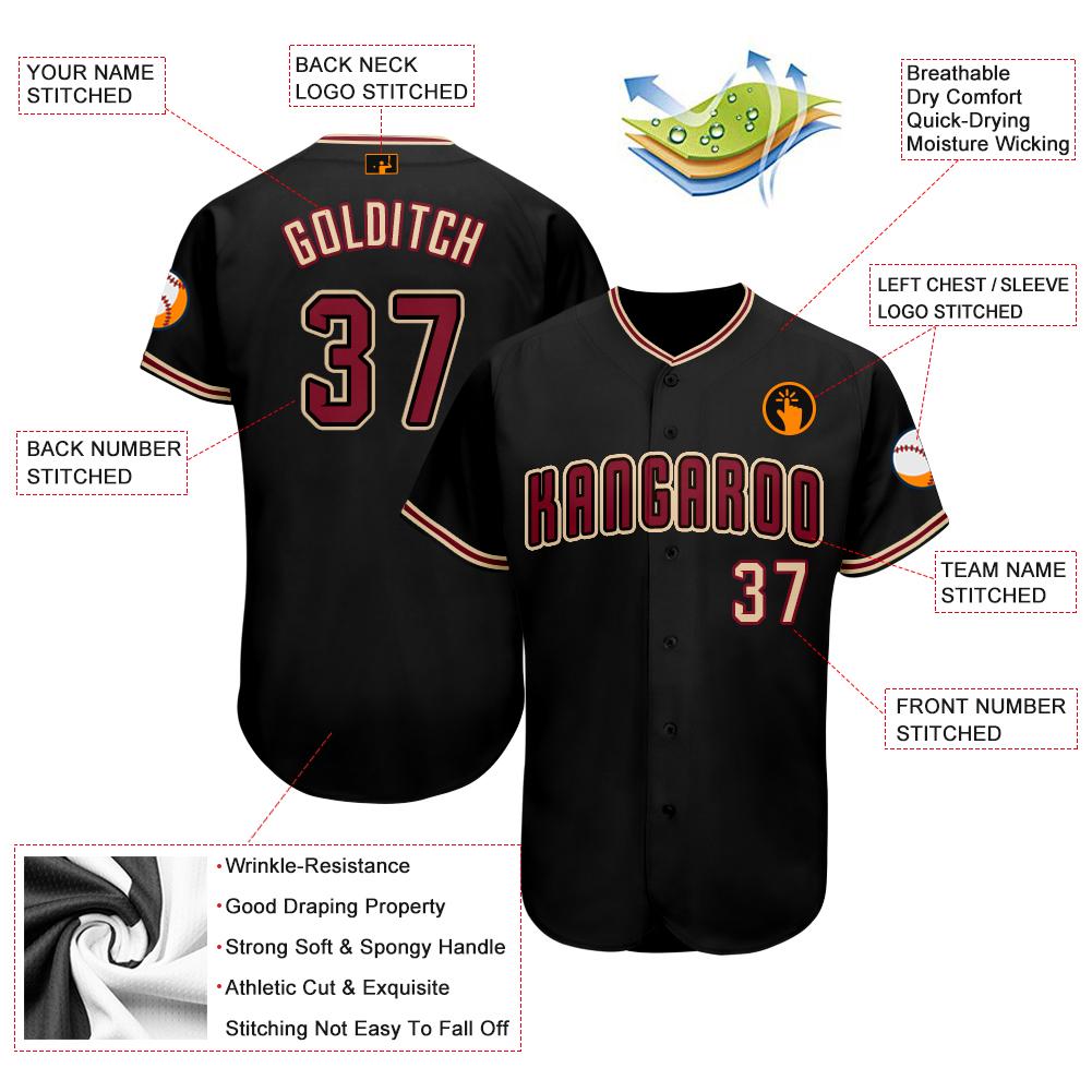 Custom Black Crimson-City Cream Baseball Jersey baseball jersey product view 3