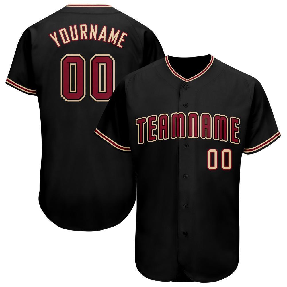 Custom Black Crimson-City Cream Baseball Jersey baseball jersey product view 1