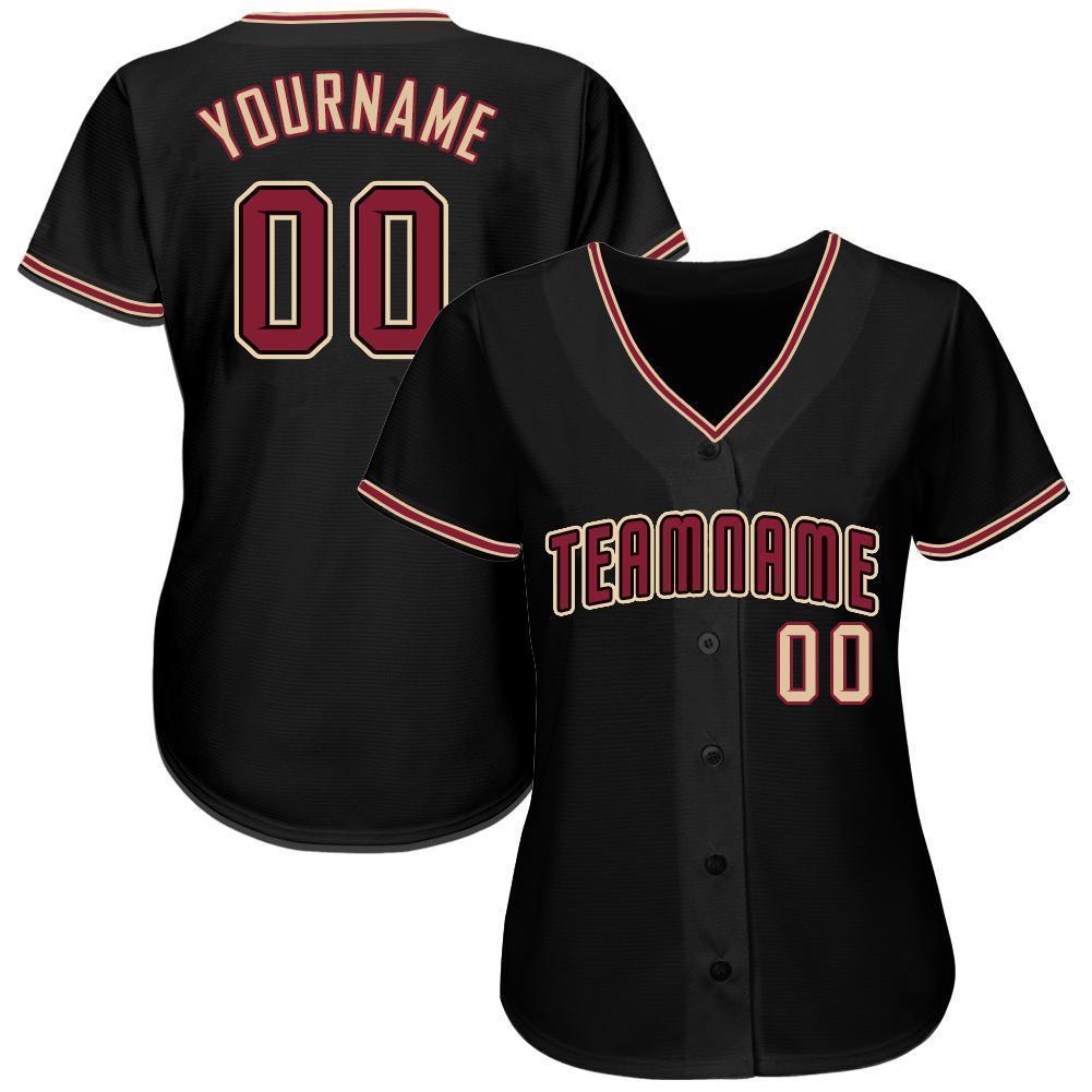 Custom Black Crimson-City Cream Baseball Jersey baseball jersey product view 2