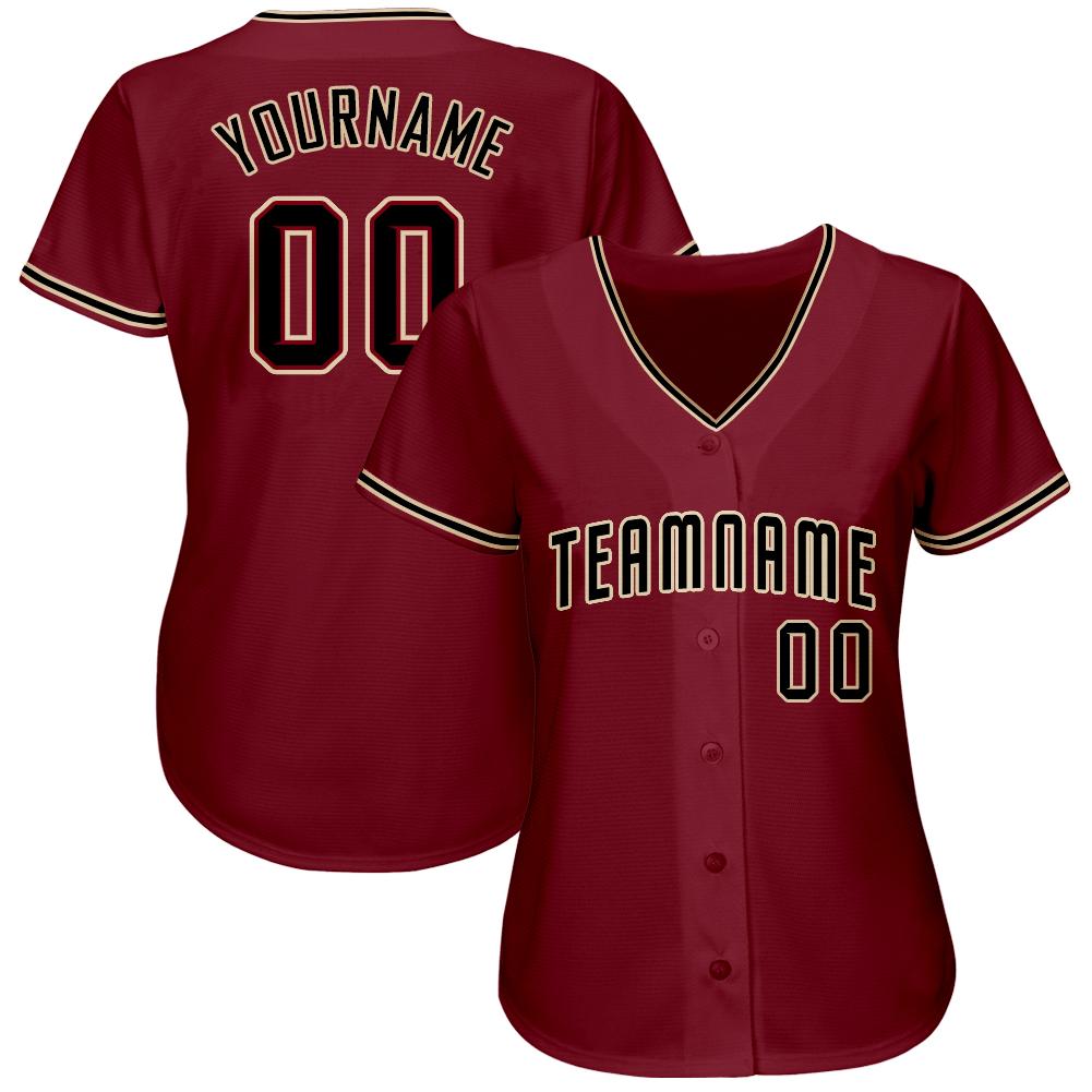 Custom Crimson Black-City Cream Baseball Jersey baseball jersey product view 2