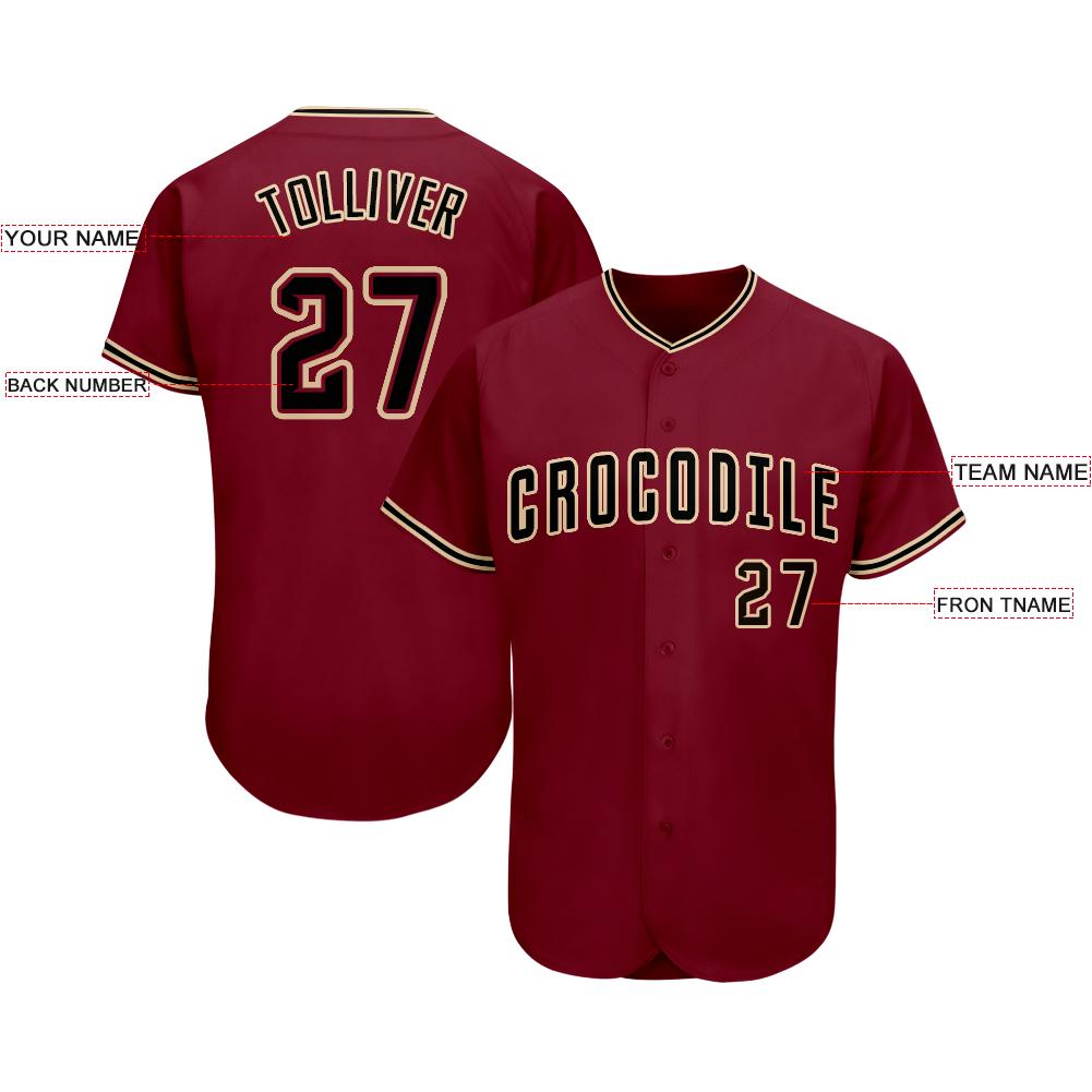 Custom Crimson Black-City Cream Baseball Jersey baseball jersey product view 3