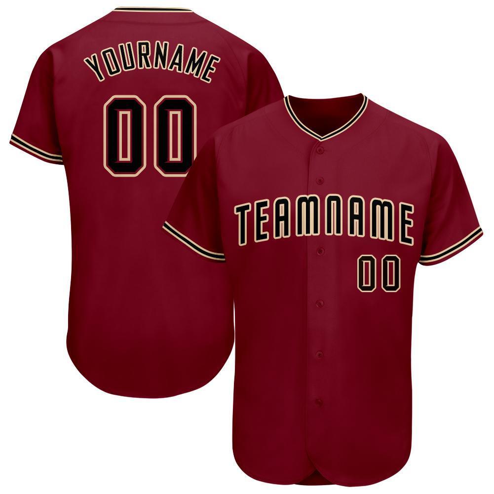 Custom Crimson Black-City Cream Baseball Jersey baseball jersey product view 1