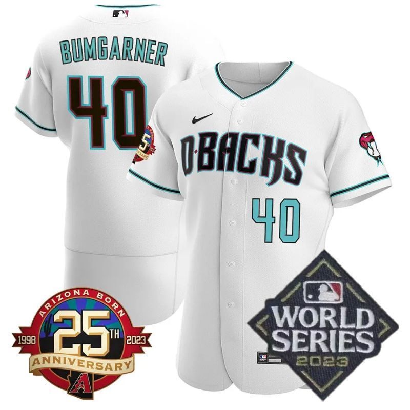 arizona diamondbacks 25th anniversary patch flex base collection jersey white alternate Baseball Jersey baseball jersey product view 1