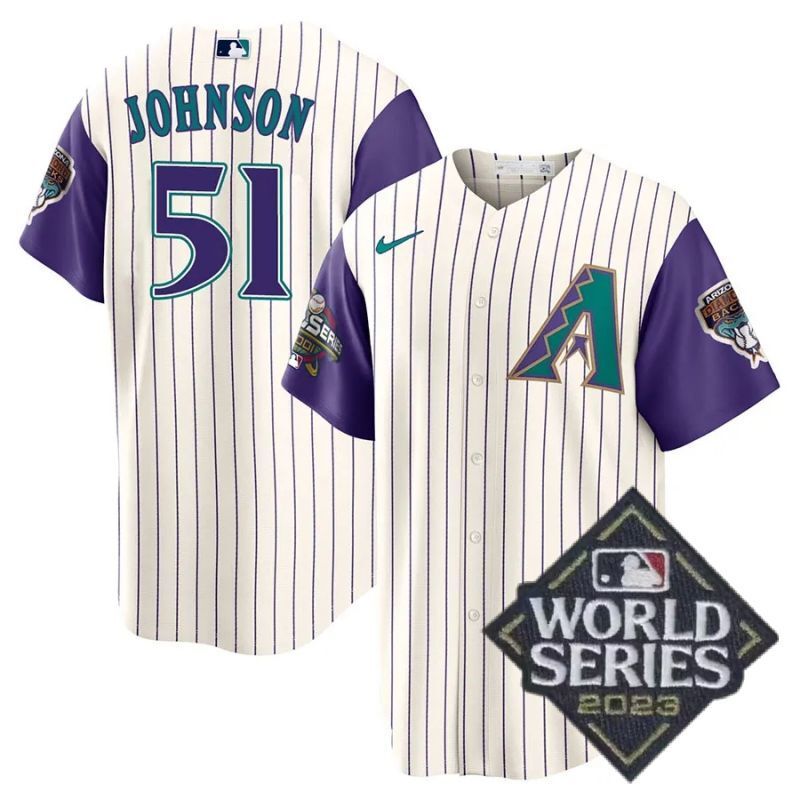 arizona diamondbacks #51 randy johnson throwback 2001 cool base jersey Baseball Jersey baseball jersey product view 1