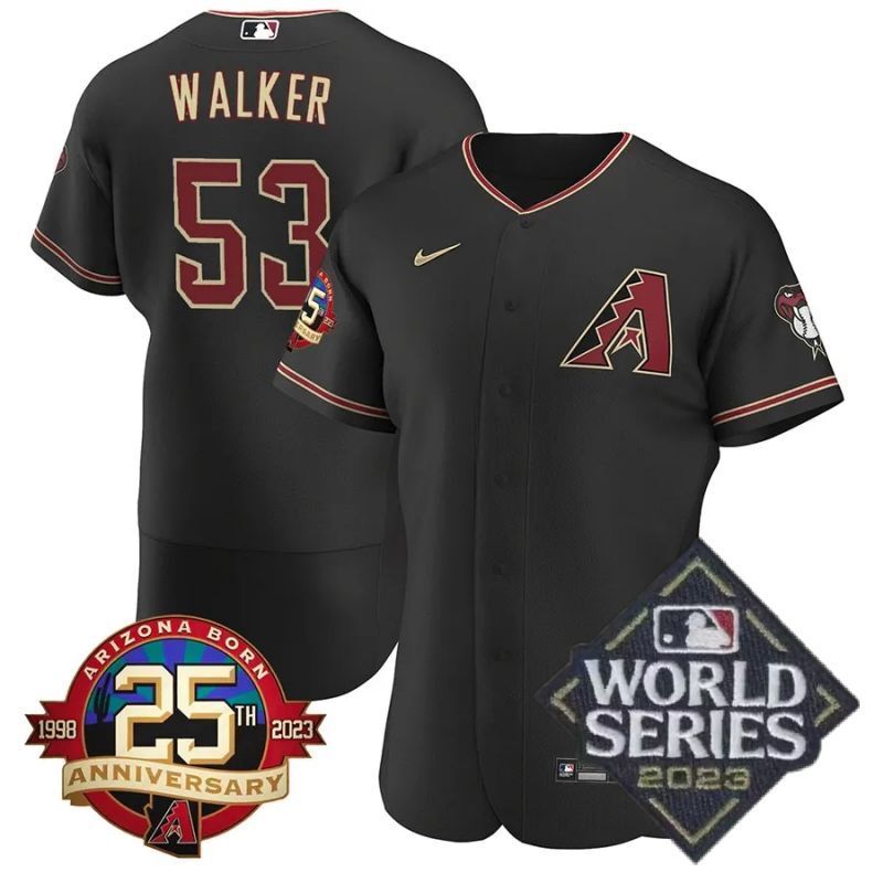 arizona diamondbacks #53 christian walker 25th anniversary patch flex base black Baseball Jersey baseball jersey product view 1