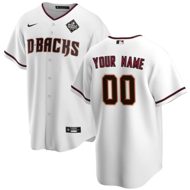 arizona diamondbacks active player custom white 2023 world series home cool base Baseball Jersey baseball jersey product view 1