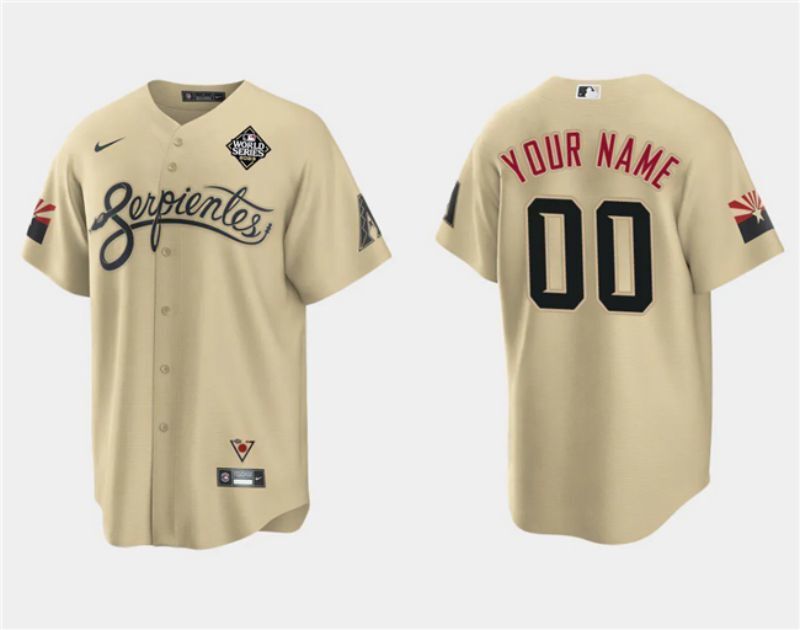 arizona diamondbacks customized gold 2023 world series city connect cool base Baseball Jersey baseball jersey product view 1