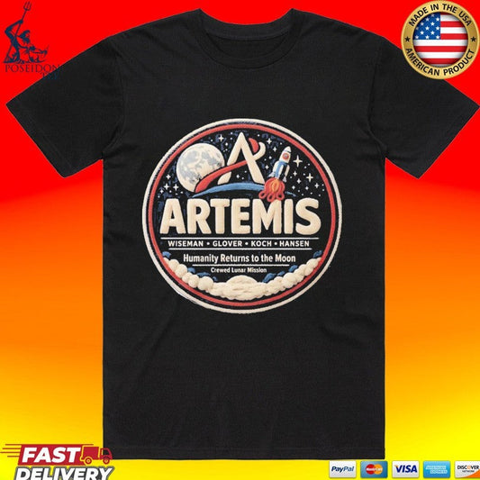 Artemis 2 Mission Faux Lunar Patch NASA T-shirt Unisex T-shirt, Sweatshirt, Hoodie, Long Sleeve Tee - T-Shirt, Sweatshirt, Hoodie