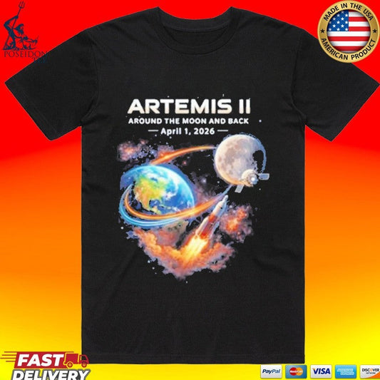 Artemis Ii Rocket Space Launch Back To The Moon Mission 2026 T-shirt Unisex T-shirt, Sweatshirt, Hoodie, Long Sleeve Tee - T-Shirt, Sweatshirt, Hoodie
