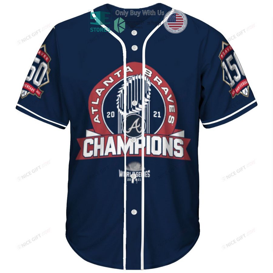 BEST Atlanta Braves 2021 World Series Champions Blue Baseball Jersey baseball jersey product view 1