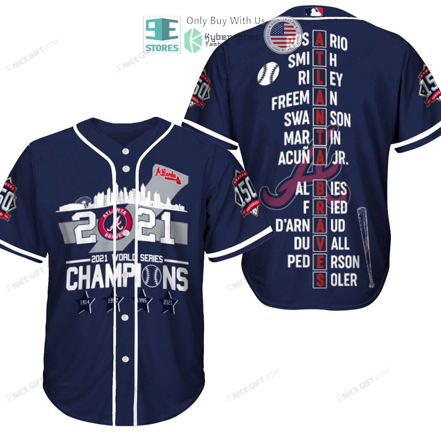 BEST Atlanta Braves 2021 World Series Champions Players Name Baseball Jersey baseball jersey product view 1
