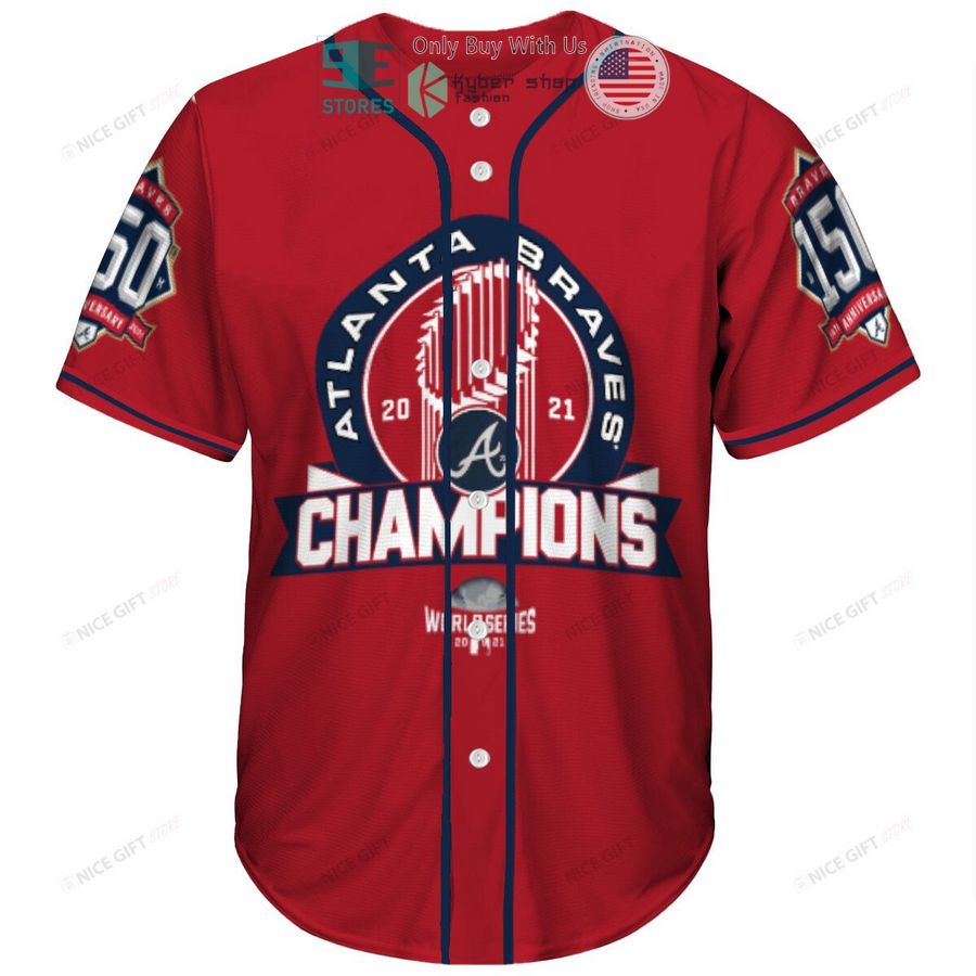 BEST Atlanta Braves 2021 World Series Champions Red Baseball Jersey baseball jersey product view 1