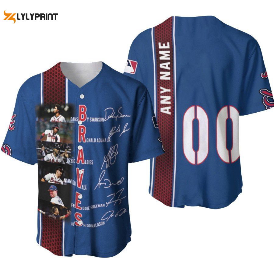 Atlanta Braves Dansby Swanson Ronald Acuna Jr. Designed Allover Gift With Custom Name Number For Braves Fans Baseball Jersey Gifts for Fans - lylyprint.com baseball jersey product view 1