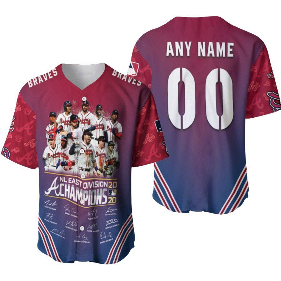 Atlanta Braves NL East Division Champions Great Player Signature Designed Allover Gift With Custom Name Number For Braves Fans Baseball Jersey Gifts for Fans - lylyprint.com baseball jersey product view 2