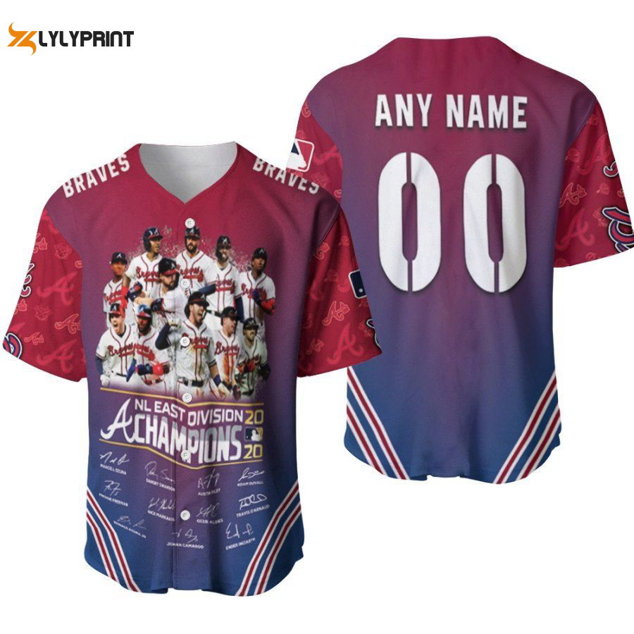 Atlanta Braves NL East Division Champions Great Player Signature Designed Allover Gift With Custom Name Number For Braves Fans Baseball Jersey Gifts for Fans - lylyprint.com baseball jersey product view 1