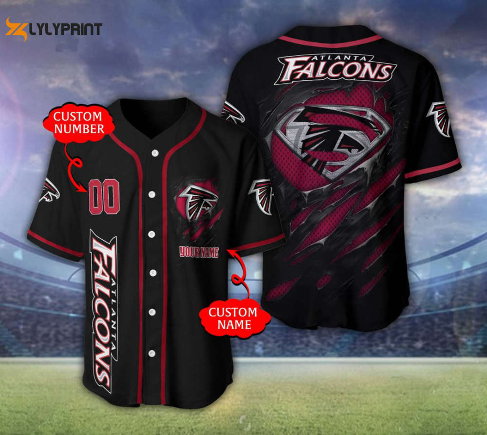 Atlanta Falcons Personalized Baseball Jersey Fan Gifts - lylyprint.com baseball jersey product view 1