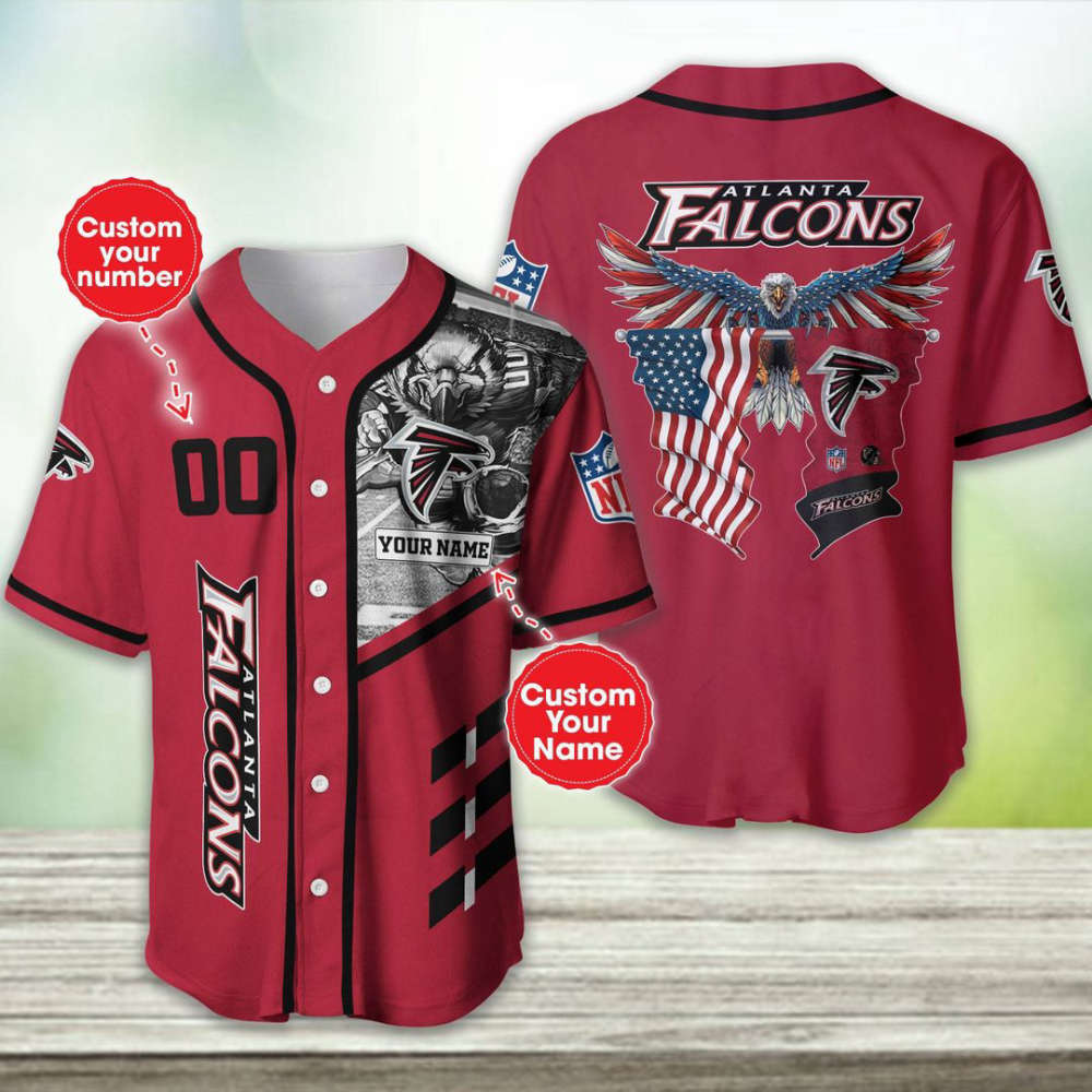 Atlanta Falcons Personalized Baseball Jersey - lylyprint.com baseball jersey product view 2